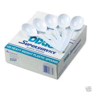 NEW Dixie 100 White Plastic Soup Spoons 2 DAY SHIP  