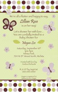 24 Printed CoCaLo Sugar Plum Butterfly Girl Baby Shower Invitation 