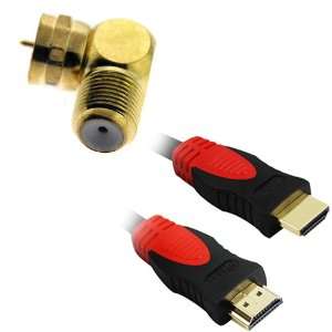  Coax Right Angle Male to Female Adapter + HDMI WITH ETHERNET Cable 