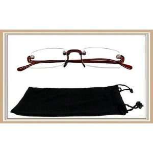  Reading Glasses N 1 Rimless Reader Brown Plastic With 