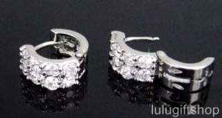 18k white gold plated hoop earrings use swarovski crystal description