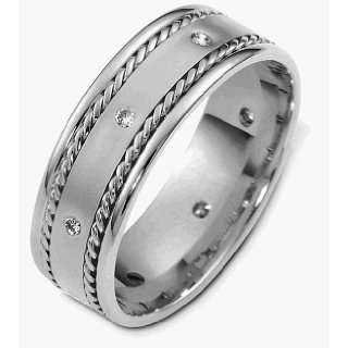  7.5mm Rope Style Platinum Diamond Wedding Band   8.75 