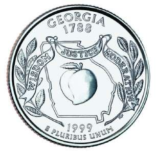 1999 D GEORGIA STATE QUARTER NF STRING H/T ROLL COINS  
