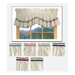  Natural Ruffled Valance with Wine Trim