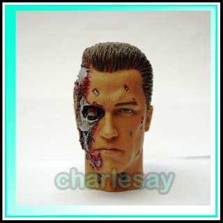   Custom 1/6 Figure Head Sculpt Terminator 2 T 800 damaged Ver 2 Arnold