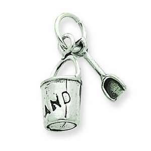    Sterling Silver Antiqued Sand Bucket And Shovel Charm Jewelry