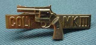 vtg COLT MK3 Pistol Gun Gold Tone Tie Bar Clip  A34  
