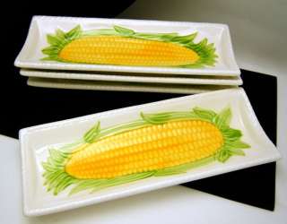 Cute Vintage Corn on Cob Serving Trays Set of 4 Individual Knobler 