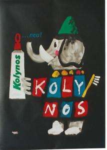 Original vintage poster KOLYNOS TOOTHPASTE ELEPHANT 60  