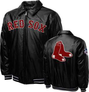 Boston Red Sox Faux Leather Full Zip Varsity Jacket  