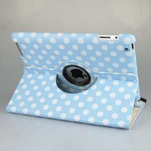  Blue and White Polka Dot Pattern PU Leather Case For iPad 