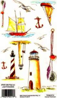 Rub On Transfers Stickers 2 Sheets ~ LIGHTHOUSES  