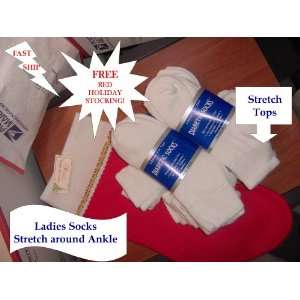 Diabetic Socks Women, Lower Cut, Sock Size 9 11, Xmas Free Red Holiday 