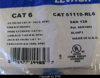 Leviton Cat6 QuickPort Jack 61110 RL6 Blue ~STSI 078477144657  