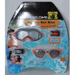  Body Glove 2 Youth Swim Masks   Silver & Orange   Includes 