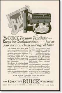 1926 Buick car engine vacuum ventilator print AD  