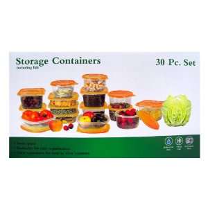  30 Piece Set 15 Plastic Storage Containers with Orange 
