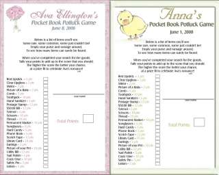 Bridal Baby Shower Pocket Book Potluck Party Game Cards  
