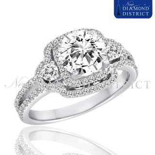   79CT TOTAL ROUND CUT DIAMOND ENGAGEMENT RING 18K WHITE GOLD  