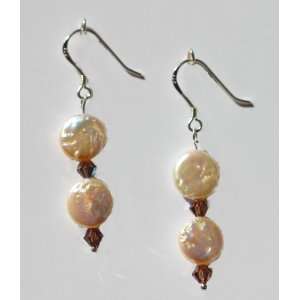   Pearl Earrings with Swarovski Crystal Accents w/Gift Box Jewelry