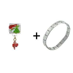   Grinch With Candy Cane Dangle Italian Charm Pugster Jewelry
