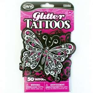   Glitter Butterfly Box of 50 Temporary Tattoos