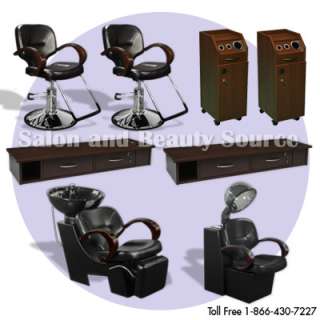 retail display salon packages shampoo equipment stools styling chairs 