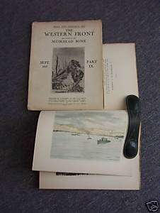   WESTERN FRONT, Drawings by Muirhead Bone, Lot of 7, World War I  