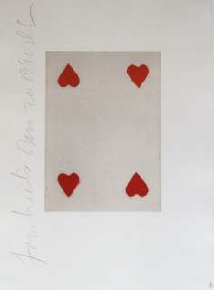 DONALD SULTAN Playing Cards Heart 4 Aquatint S/N  