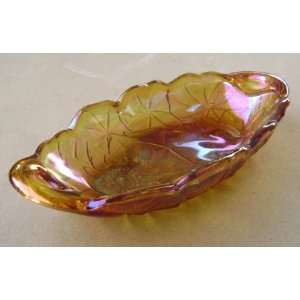  Vintage Glass Carnival Serving Dish Plate   Marigold   9 1 