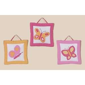    Pink and Orange Butterfly Wall Art Hangings