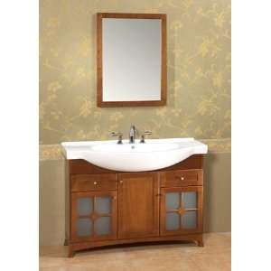   Cabinet With Frosted Glass Mullion Doors And Ceramic Sinktop White