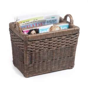  The Basket Lady Rectangular Wicker Divided Magazine Basket 