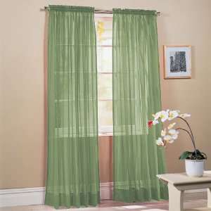  2 Piece Solid Sage Green Sheer Window Curtains/drape 