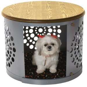  Round Dog Crate w/ Wood Top