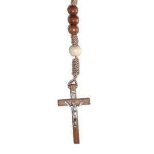  Rosary Wood Bead Necklace Dark & Natural   Handmade 