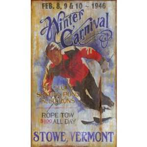   Carnival Ski Stowe Vermont Vintage Style Wooden Sign