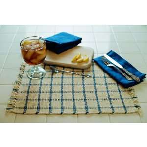   Blue Rib Weave Woven Cotton Placemats (Set of 2)